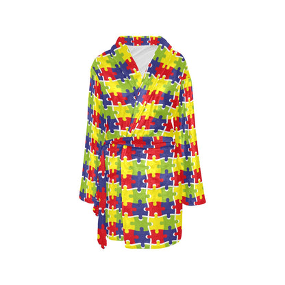Autism Awareness Pattern Print Design 03 Women's Fleece Robe
