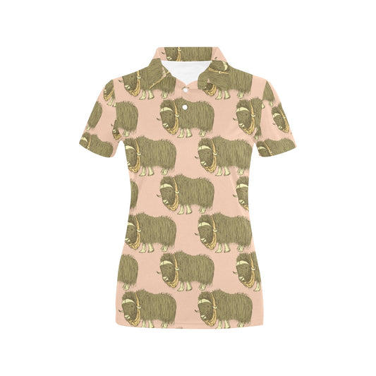 Yak Pattern Print Design 01 Women's Polo Shirt