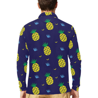 Pineapple Pattern Print Design A01 Long Sleeve Polo Shirt For Men's