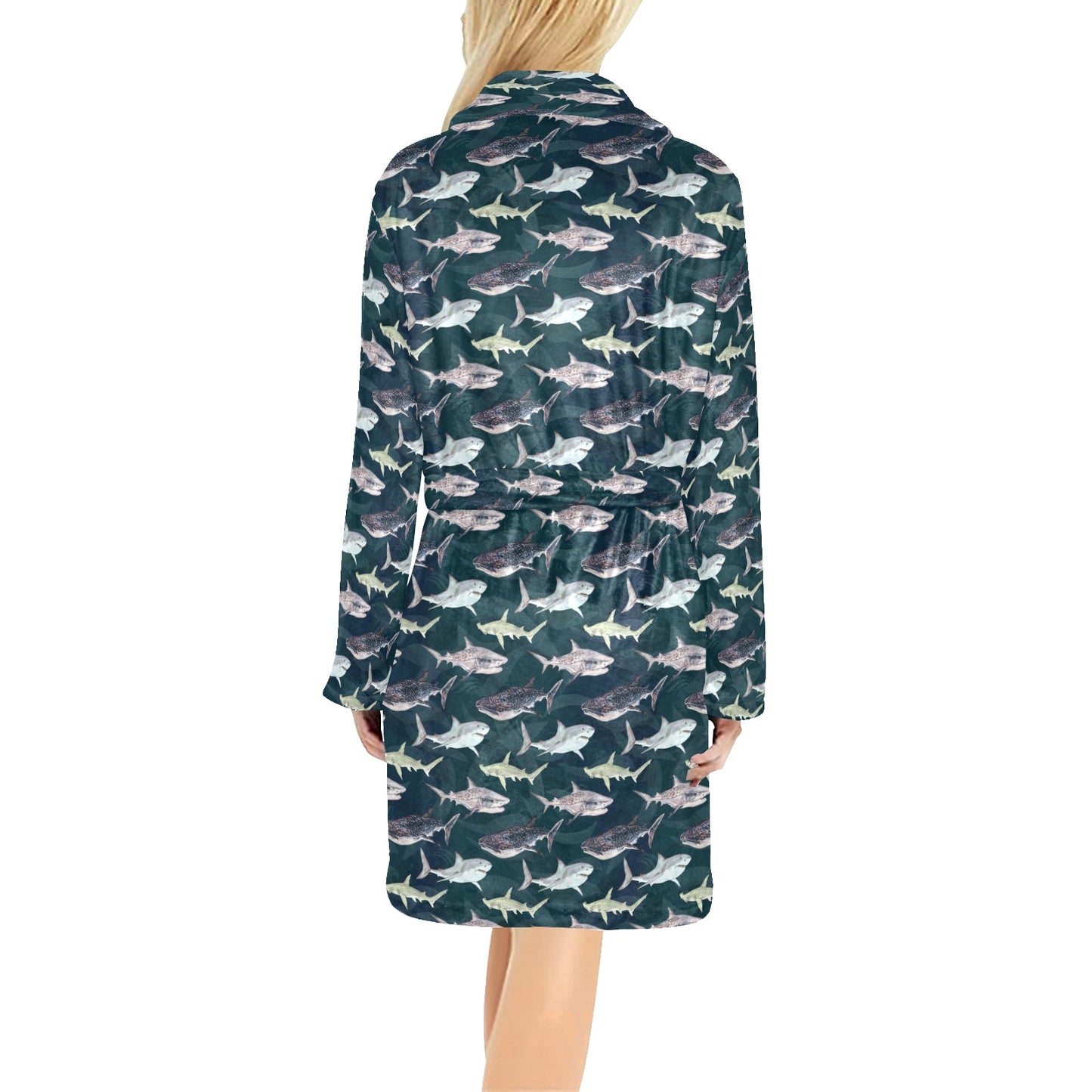 Shark Pattern Print Women's Fleece Robe