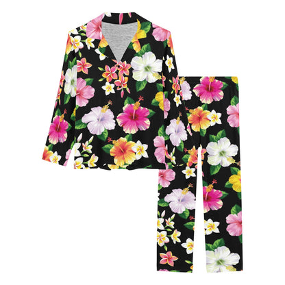Hibiscus Pattern Print Design HB025 Women's Long Pajama Set