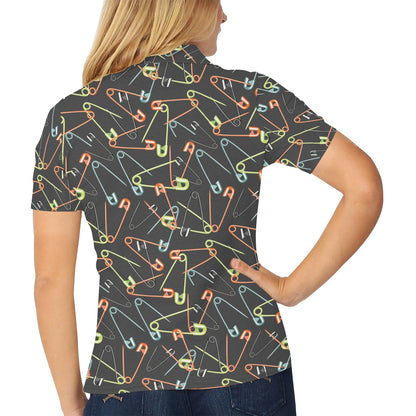 Safety Pin Print Design LKS301 Women's Polo Shirt