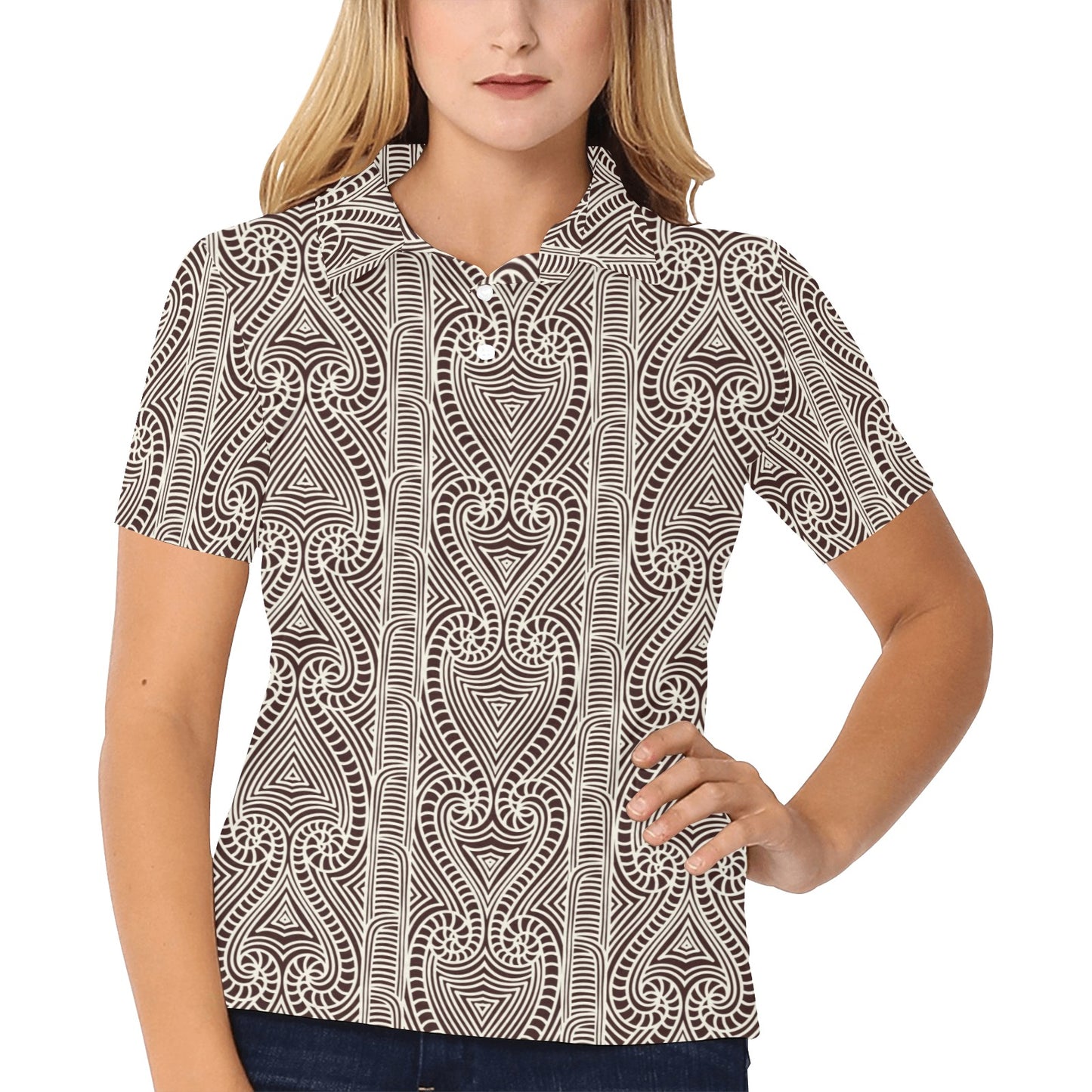 Maori Pattern Print Design 04 Women's Polo Shirt
