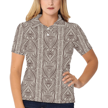 Maori Pattern Print Design 04 Women's Polo Shirt