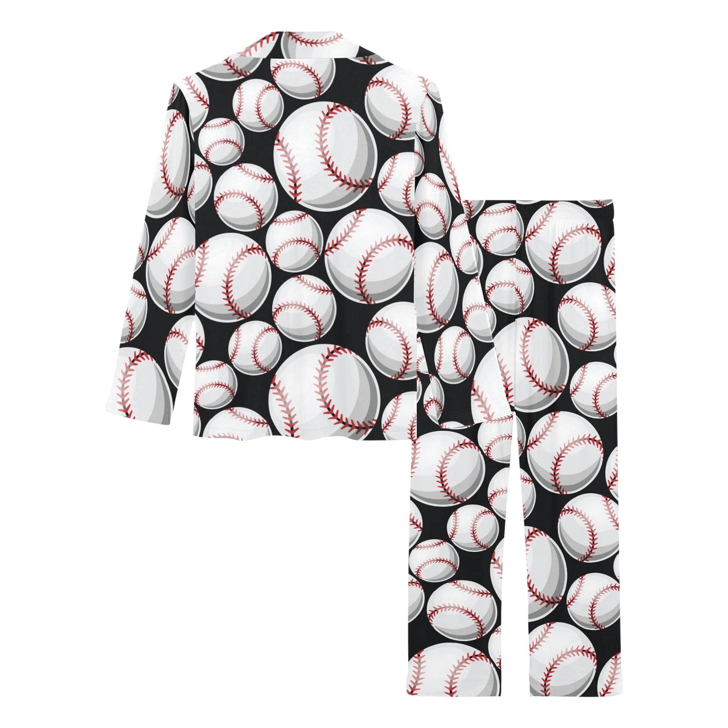 Baseball Black Background Women's Long Pajama Set