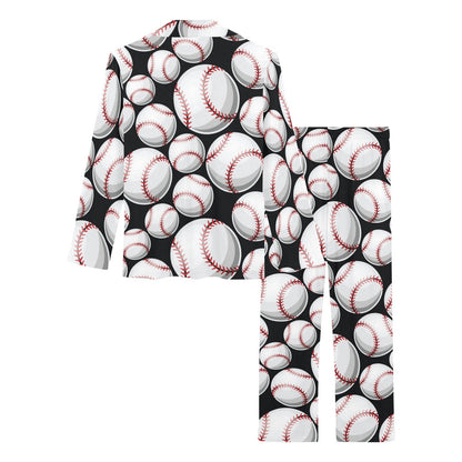 Baseball Black Background Women's Long Pajama Set
