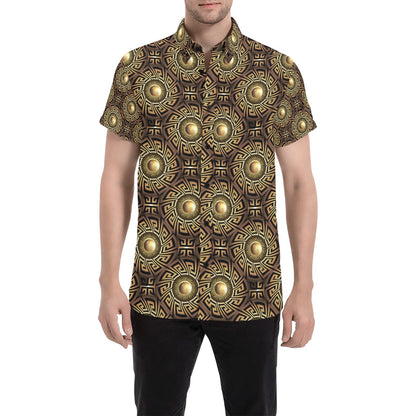Ancient Greek Print Design LKS3012 Men Short Sleeve Button Up Shirt
