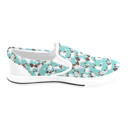 St Bernards Print Design LKS302 White Slip Ons Canvas Women's Shoes