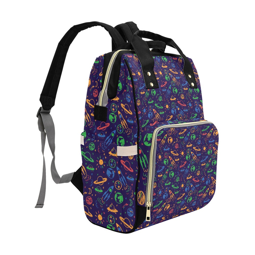 UFO Space Rocket Print Design LKS302 Diaper Bag Backpack