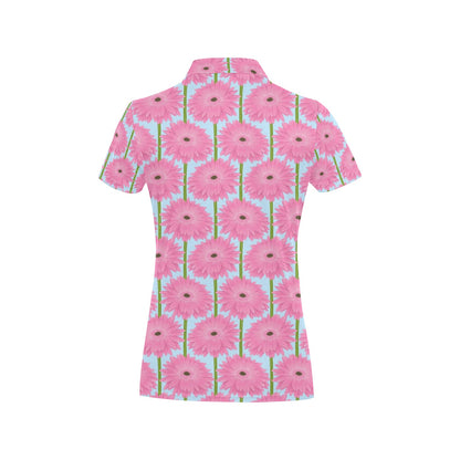 Gerberas Pattern Print Design GB01 Women's Polo Shirt