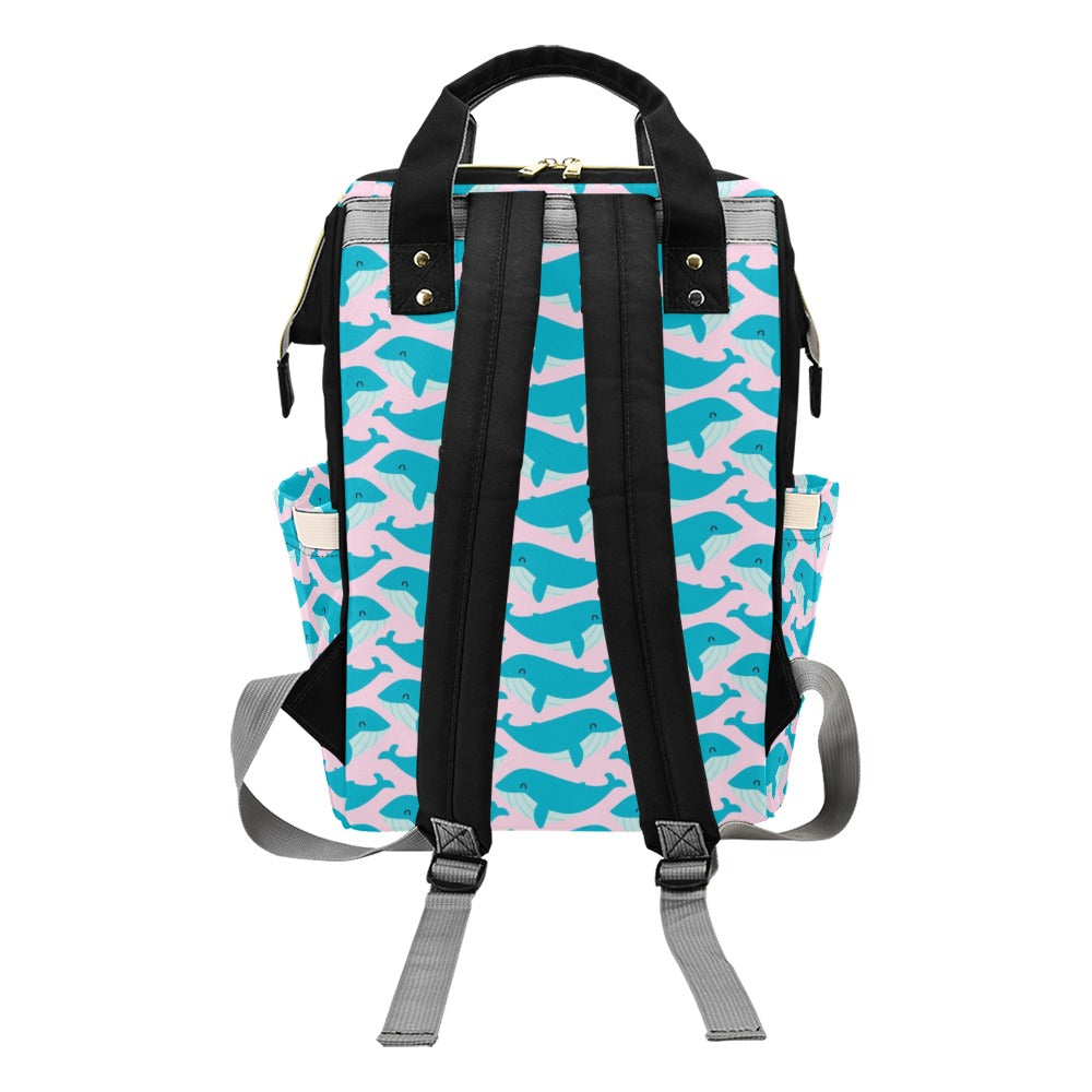 Whale Print Design LKS302 Diaper Bag Backpack