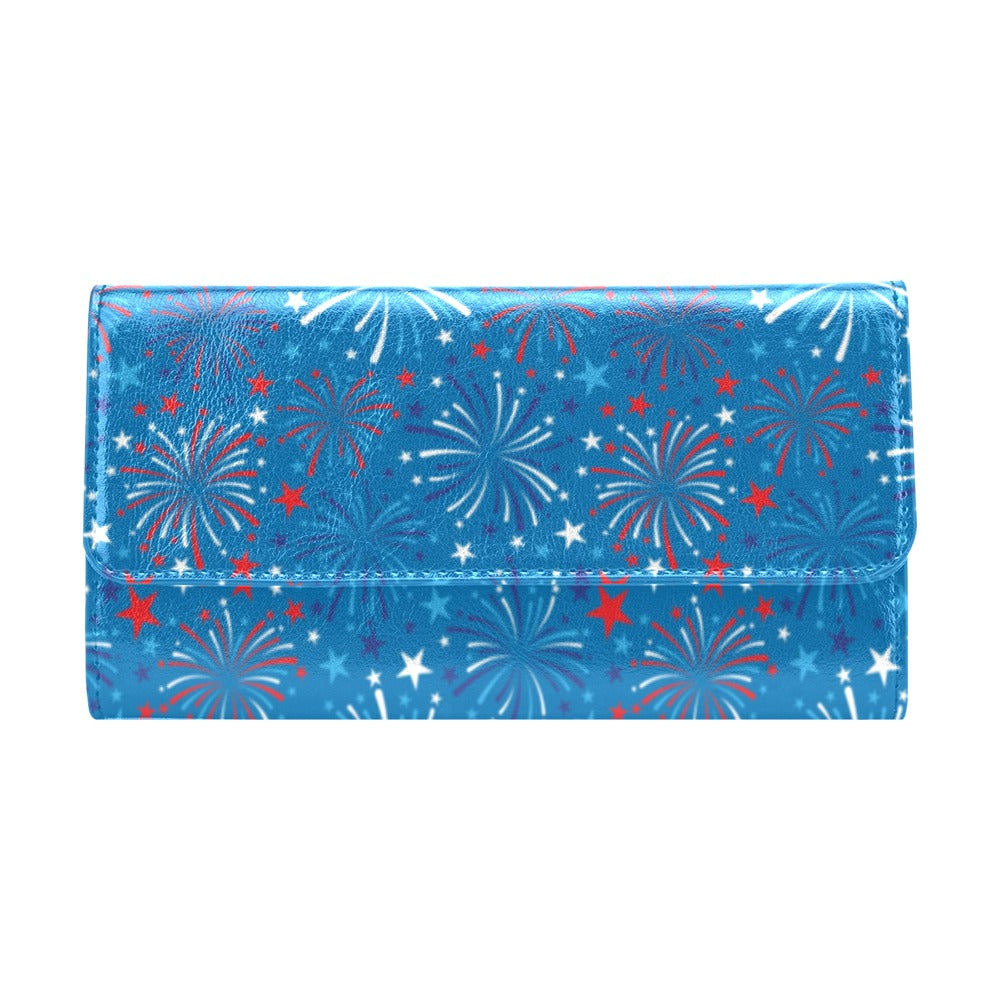 Firework Celebration Print Design LKS304 Women's Trifold Wallet
