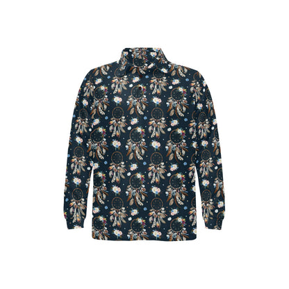 Dream Catcher Boho Floral Style Long Sleeve Polo Shirt For Men's