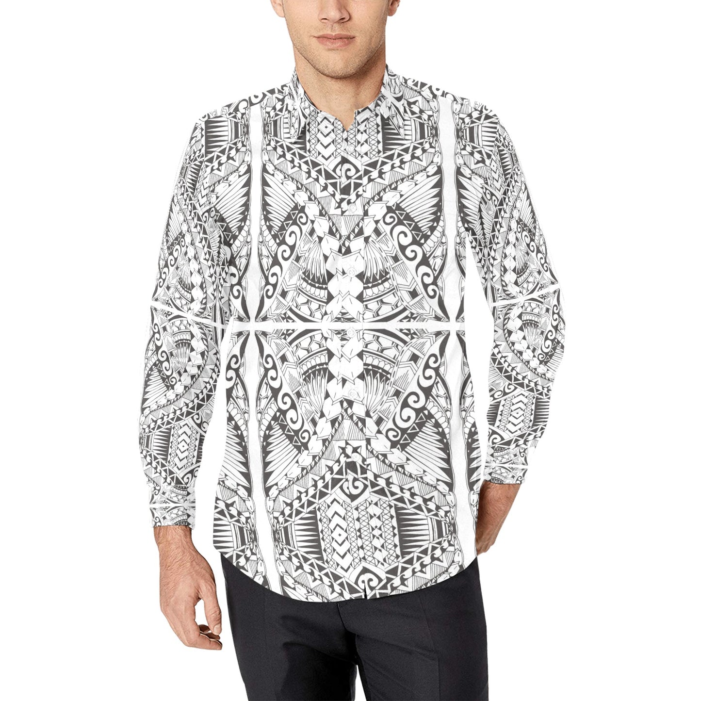 Samoan Style Print Design LKS301 Men's Long Sleeve Dress Shirt