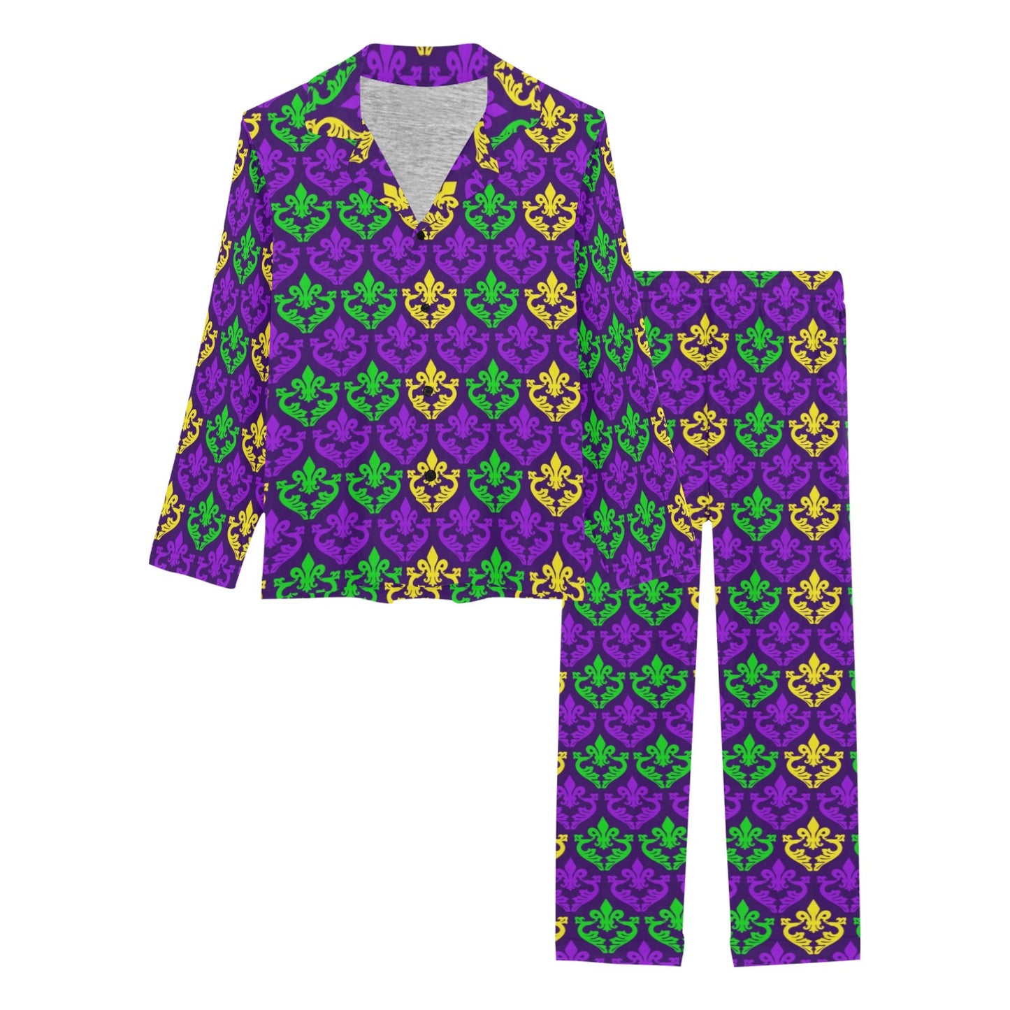 Mardi Gras Pattern Print Design 02 Women's Long Pajama Set