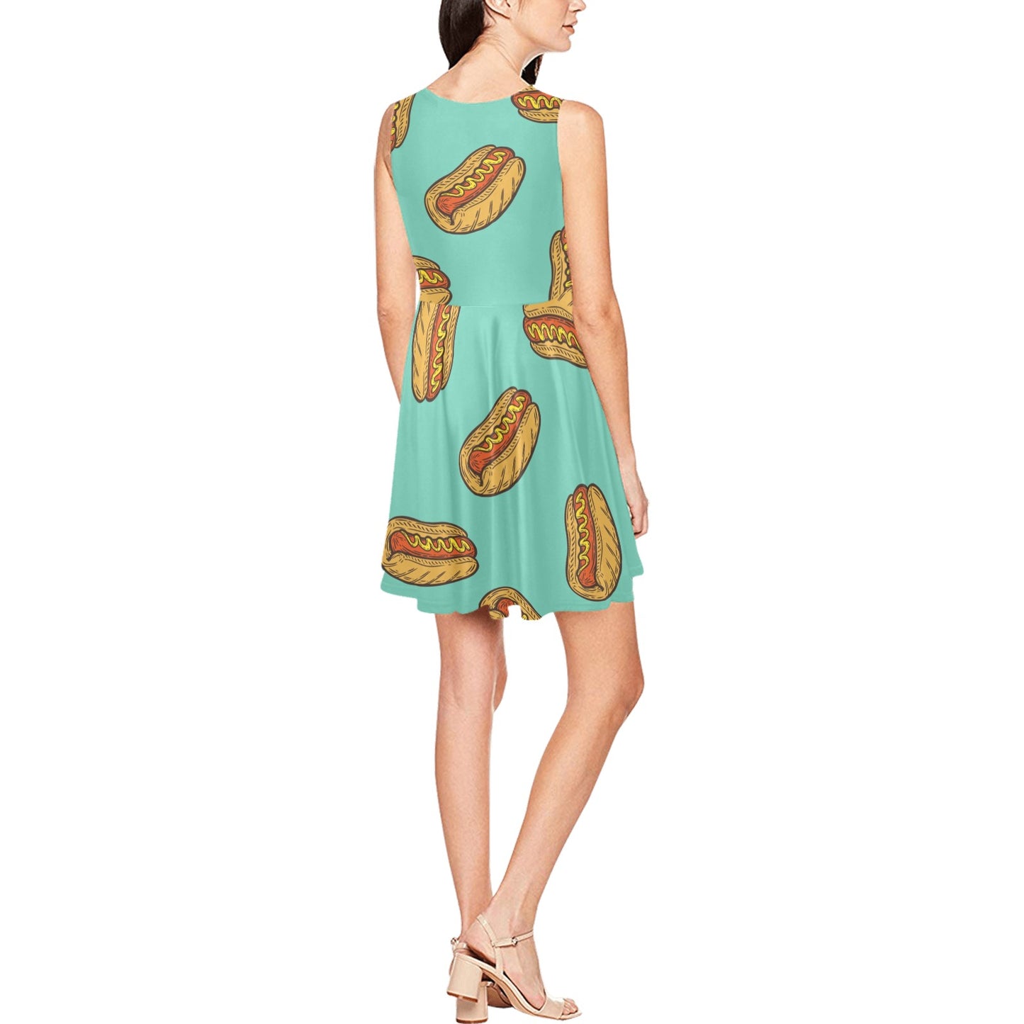 Hot Dog Pattern Print Design 04 Sleeveless Dress