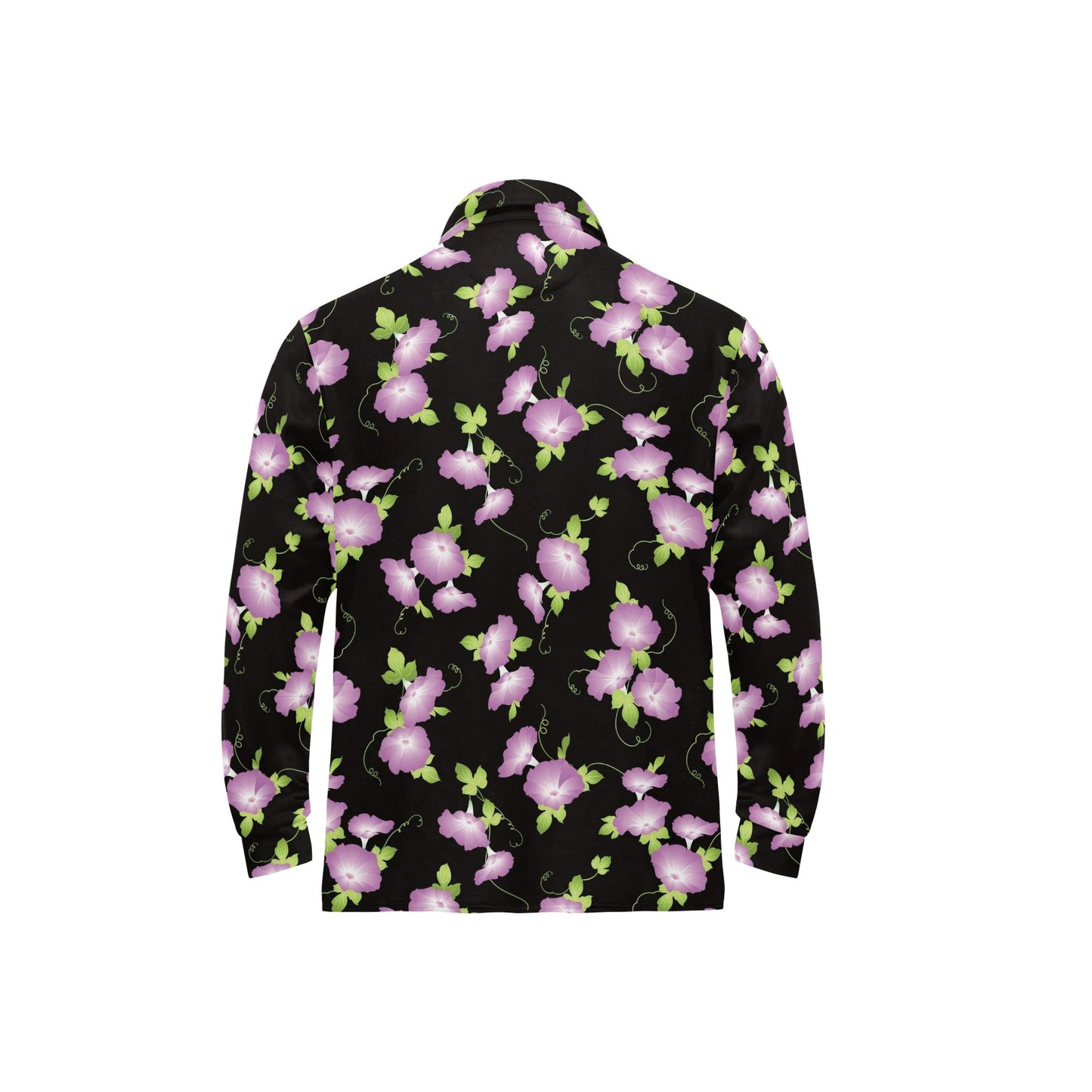 Morning Glory Pattern Print Design MG02 Long Sleeve Polo Shirt For Men's