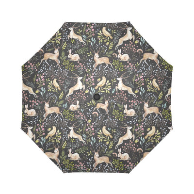 Deer Floral Jungle Automatic Foldable Umbrella