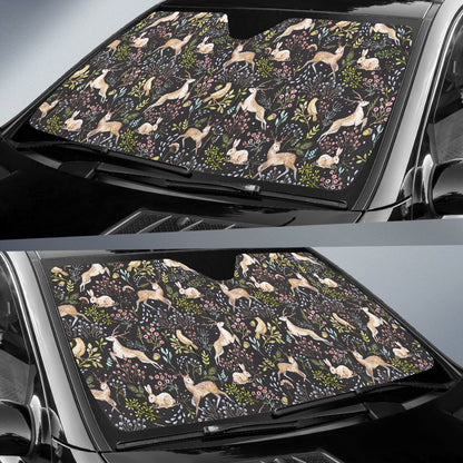 Deer Floral Jungle Car Sun Shade For Windshield