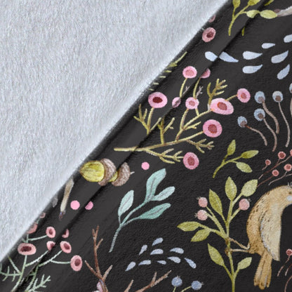Deer Floral Jungle Fleece Blanket