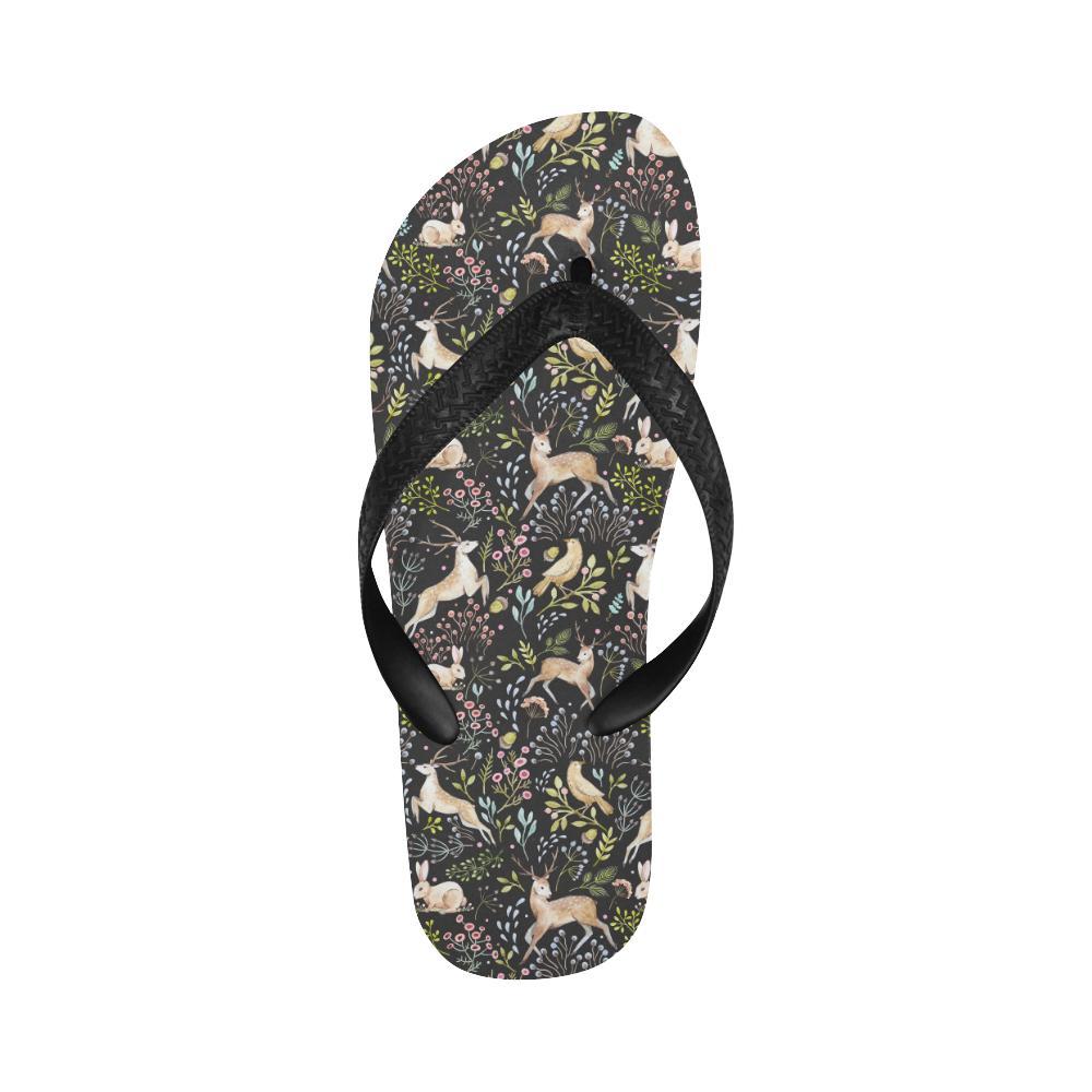 Deer Floral Jungle Flip Flops-JTAMIGO.COM