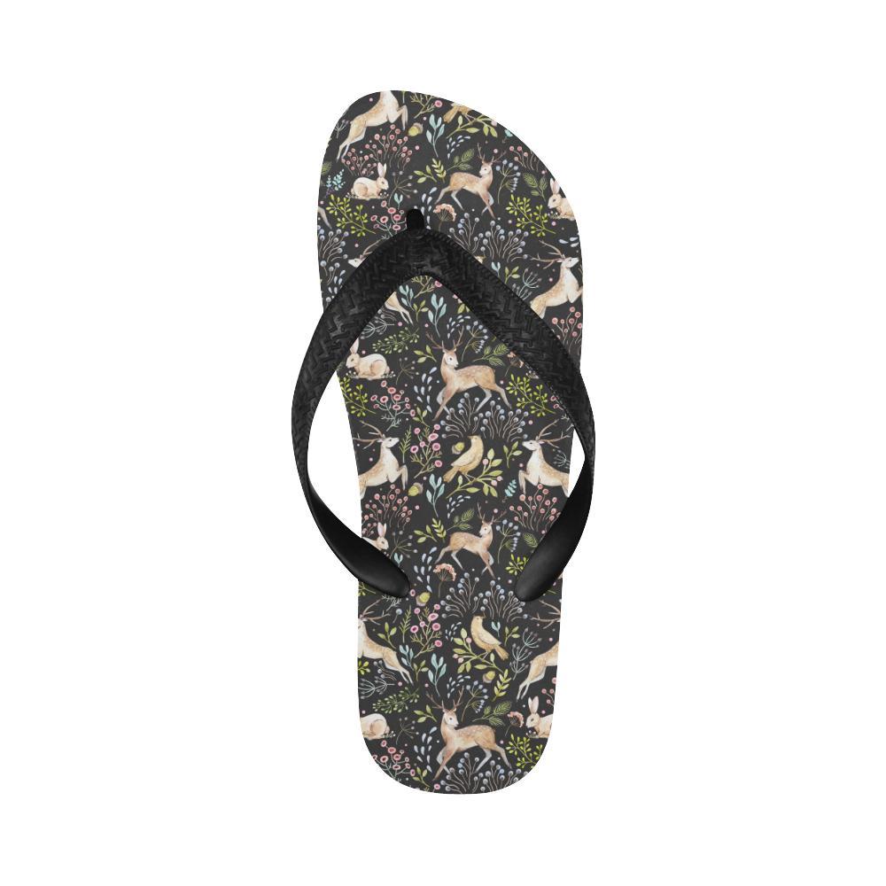Deer Floral Jungle Flip Flops-JTAMIGO.COM