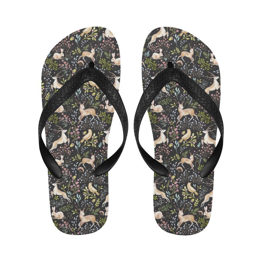 Deer Floral Jungle Flip Flops-JTAMIGO.COM