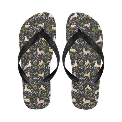 Deer Floral Jungle Flip Flops-JTAMIGO.COM