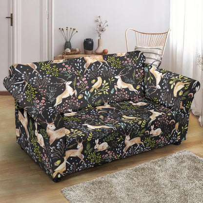 Deer Floral Jungle Loveseat Slipcover-JTAMIGO.COM