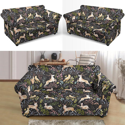 Deer Floral Jungle Loveseat Slipcover-JTAMIGO.COM