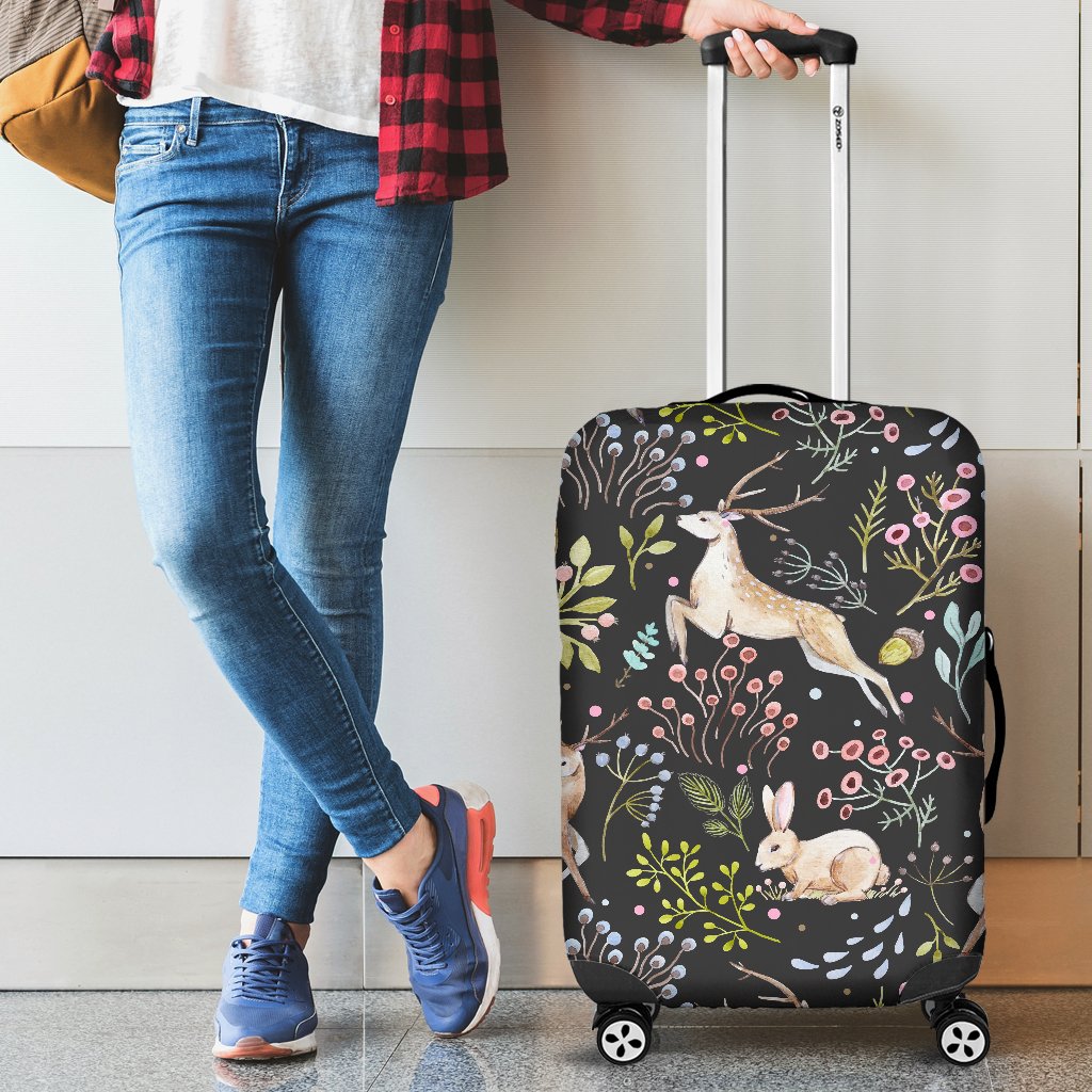 Deer Floral Jungle Luggage Cover Protector