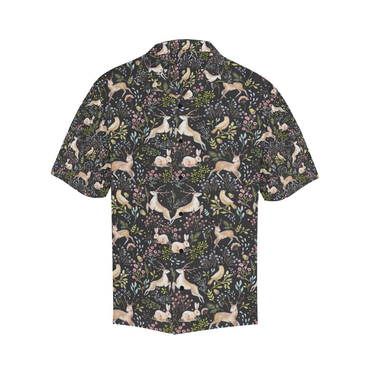 Deer Floral Jungle Men Aloha Hawaiian Shirt