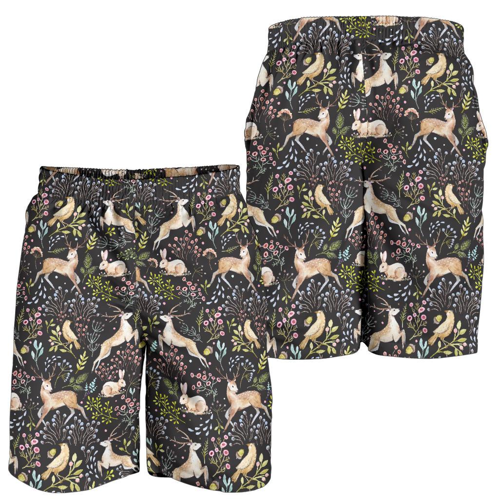 Deer Floral Jungle Mens Shorts-JTAMIGO.COM
