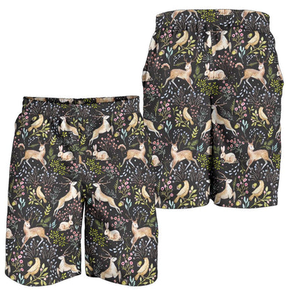 Deer Floral Jungle Mens Shorts-JTAMIGO.COM
