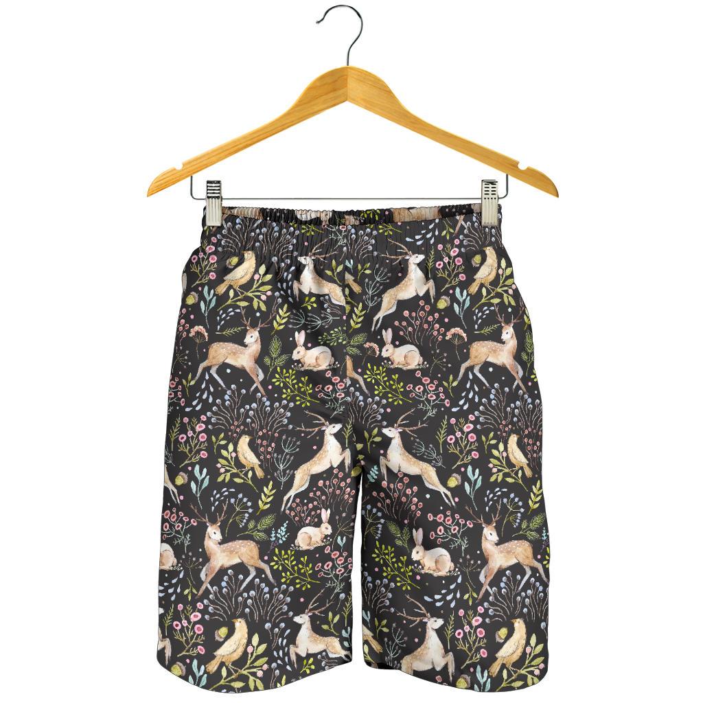 Deer Floral Jungle Mens Shorts-JTAMIGO.COM