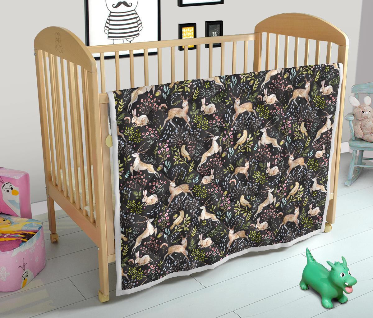 Deer Floral Jungle Premium Quilt-JTAMIGO.COM