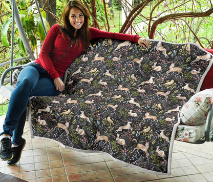 Deer Floral Jungle Premium Quilt-JTAMIGO.COM