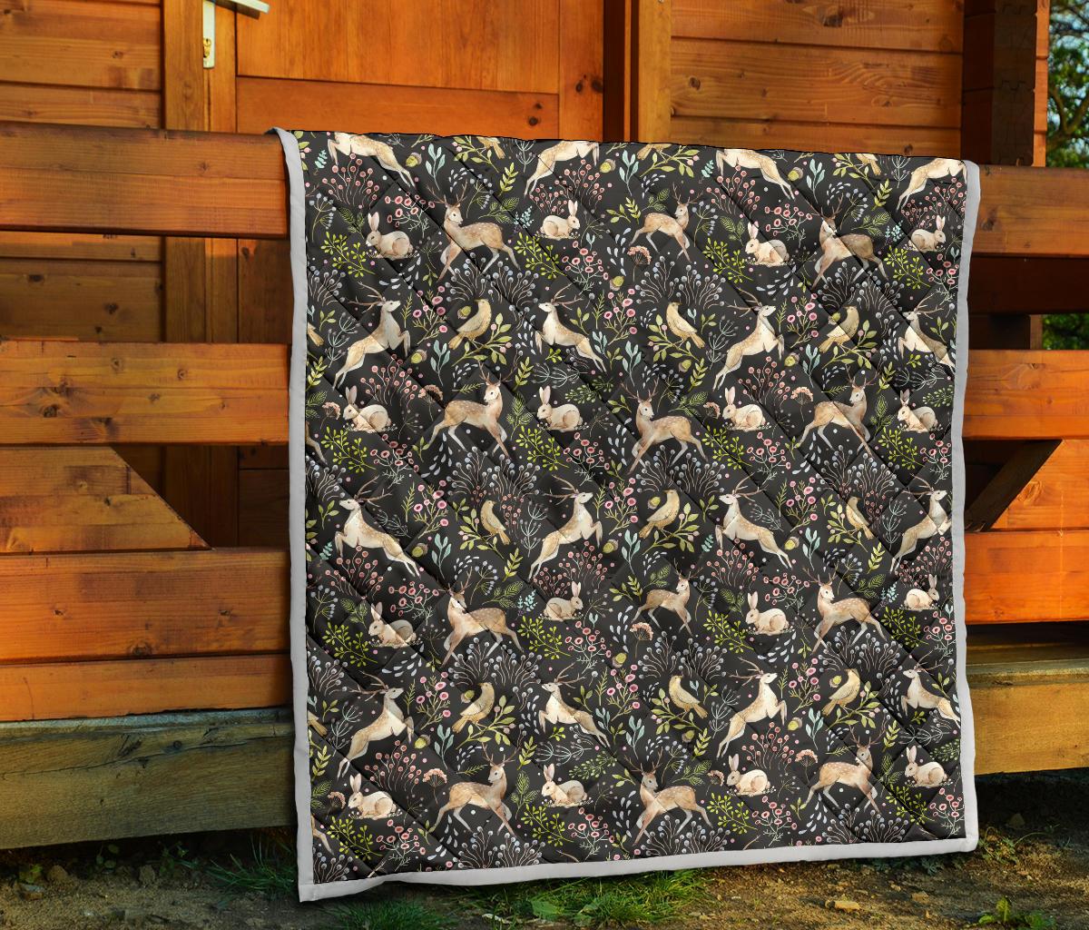 Deer Floral Jungle Premium Quilt-JTAMIGO.COM