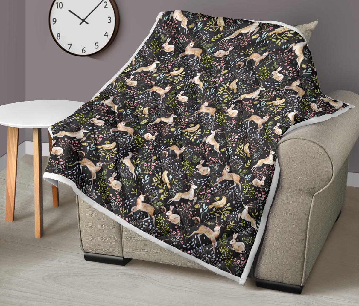 Deer Floral Jungle Premium Quilt-JTAMIGO.COM