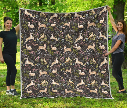 Deer Floral Jungle Premium Quilt-JTAMIGO.COM