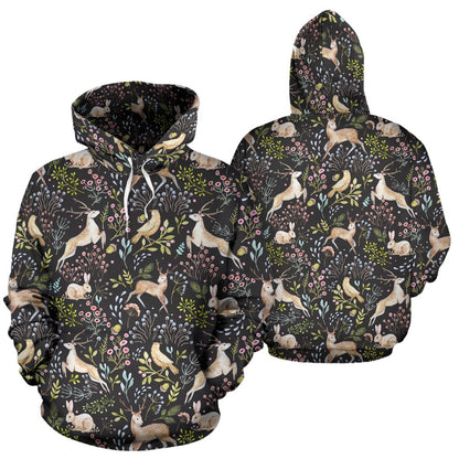 Deer Floral Jungle Pullover Hoodie