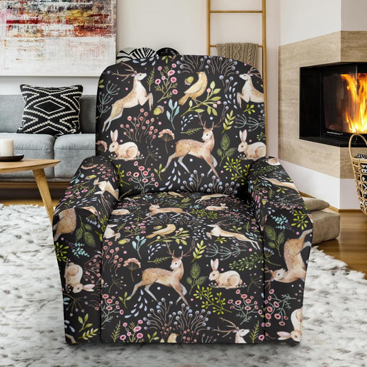 Deer Floral Jungle Single Sofa Slipcover -JTAMIGO.COM