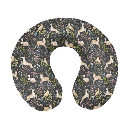 Deer Floral Jungle U-Shaped Travel Neck Pillow-JTAMIGO.COM