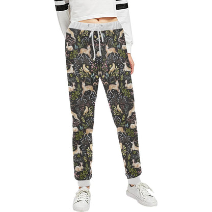 Deer Floral Jungle Unisex Casual Sweatpants (Model L11)-JTAMIGO.COM