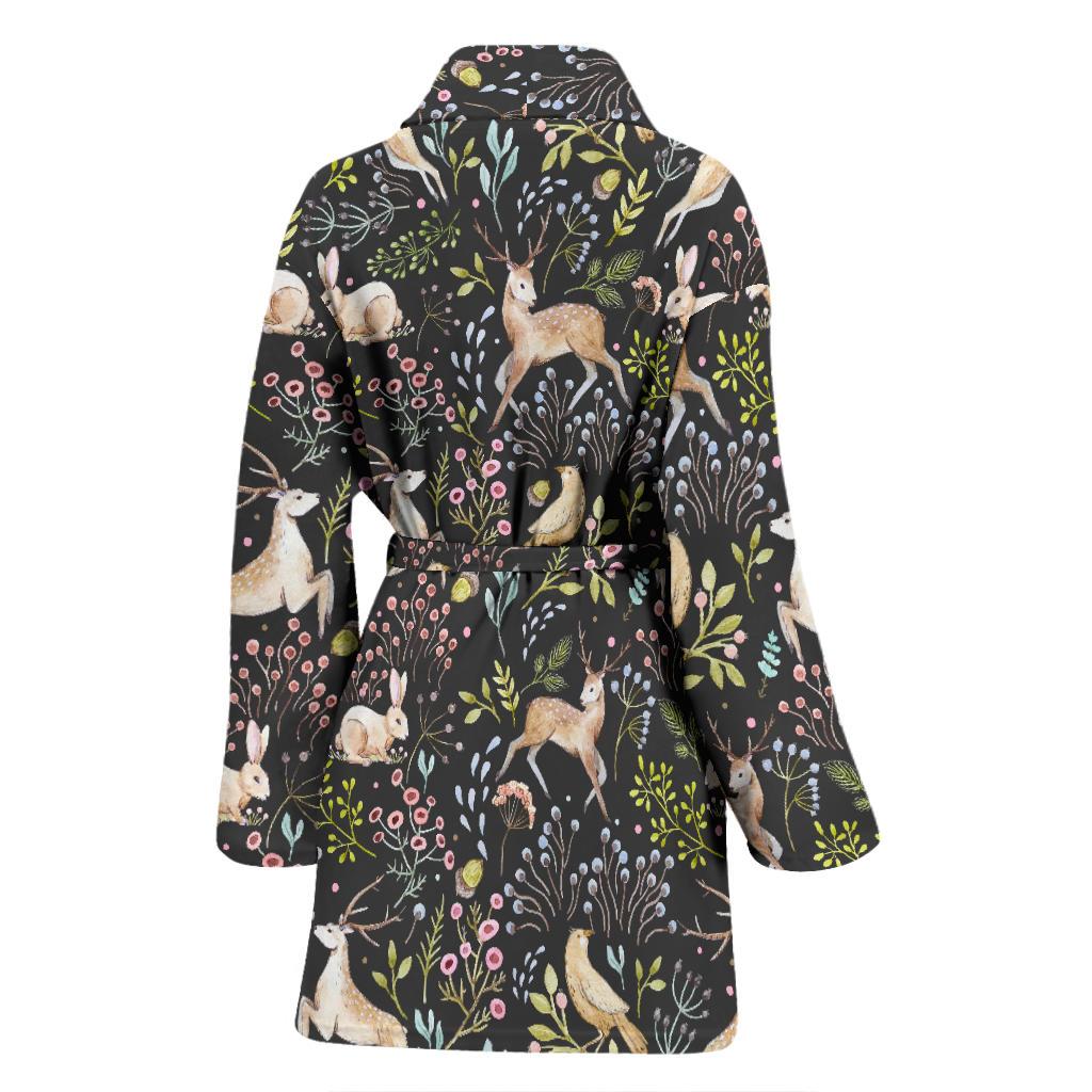 Deer Floral Jungle Women Bath Robe-JTAMIGO.COM