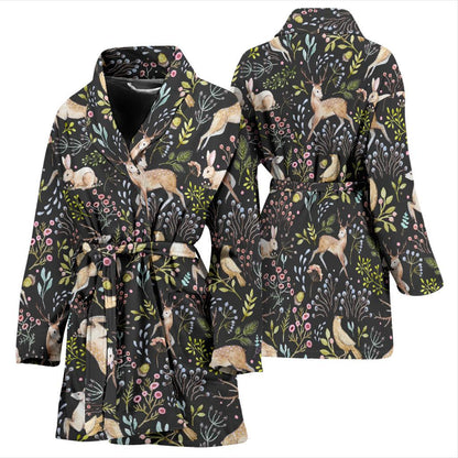 Deer Floral Jungle Women Bath Robe-JTAMIGO.COM
