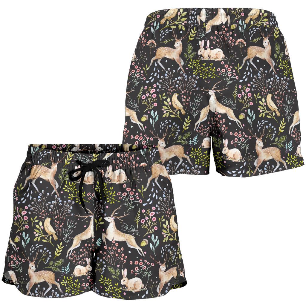 Deer Floral Jungle Women Shorts-JTAMIGO.COM