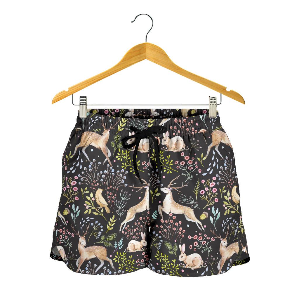 Deer Floral Jungle Women Shorts-JTAMIGO.COM