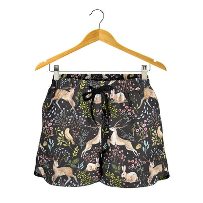 Deer Floral Jungle Women Shorts-JTAMIGO.COM
