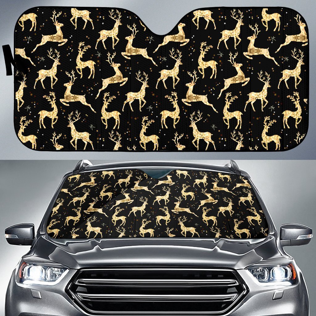 Deer Gold Pattern Car Sun Shade For Windshield
